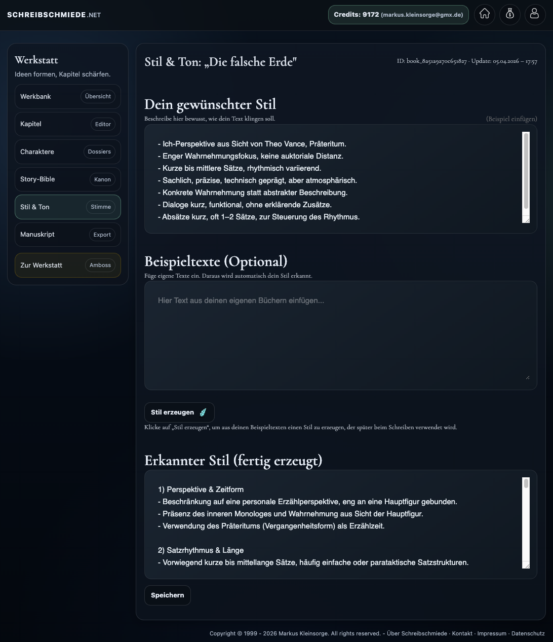 Bereich Stil und Ton mit Style Guide und Stilprofil.
